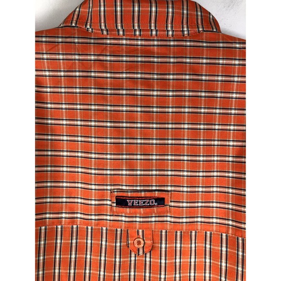 Veezo Men's Button Down Shirt Size XL Short Sleeve Orange Polyester - Picture 9 of 14